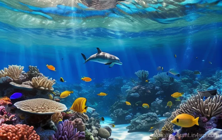 해양 생태계 회복의 필요성 - **Prompt 1: A Vibrant Underwater Ecosystem**
"An incredibly vibrant and healthy coral reef teemi...