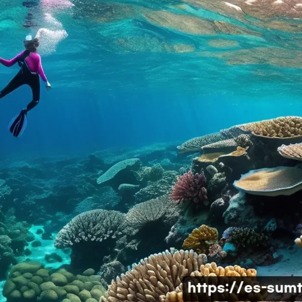 해양 자원 활용의 윤리적 문제 - **Prompt:** A sunlit coral reef teeming with life. Colorful fish dart around healthy corals. A young...