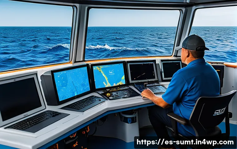 지속 가능한 어업을 위한 기술적 접근 - A modern fishing vessel at sea equipped with advanced acoustic sensors and high-precision GPS system...