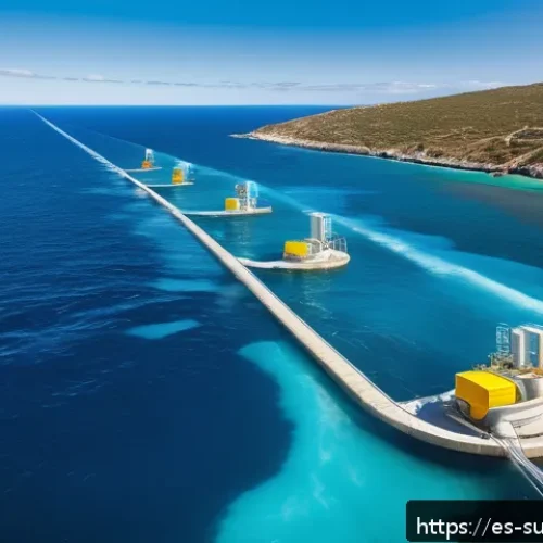 Home 30 지속 가능한 해양 에너지 개발의 장점 - A futuristic offshore wave and tidal hybrid energy power station off the coast of Spain, featuring f...
