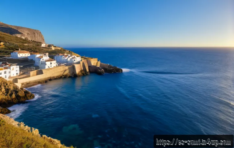 Home 17 지속가능한 해양 에너지 활용 방안 - Photorealistic wide coastal view of a Spanish Atlantic fishing village using sustainable ocean energ...